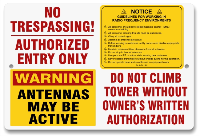 Tower Warning Sign - 8 X 12 Inches Aluminum